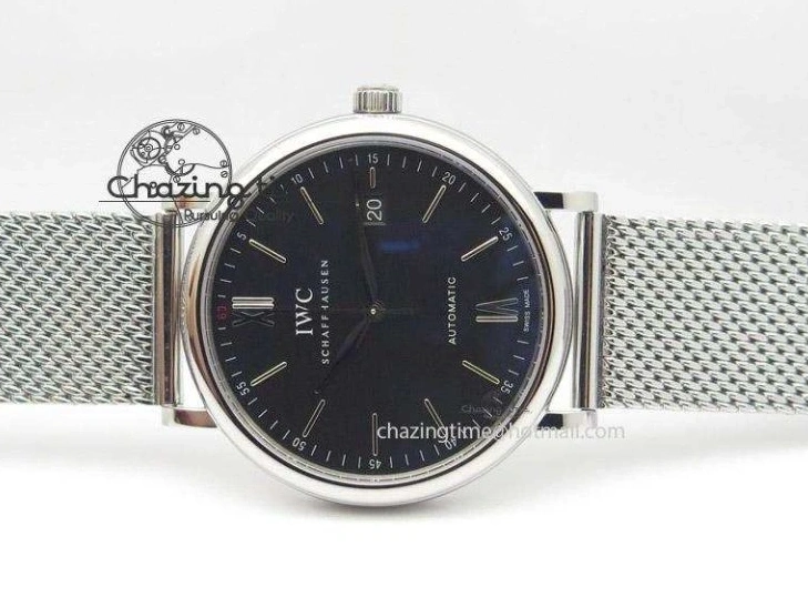 MIROTIME 0506 Portofino SCHAFFHAUSEN SS MKF 1:1 Best Edition Black Dial On Mesh Bracelet A Sporty 7342